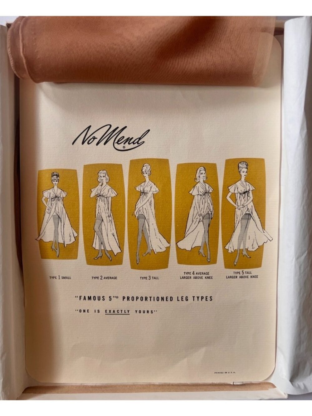 No Mend Lined Stockings 8.5 S Orig Box Tissue Foil Illustrations 2 Pair LN 1950s - Picture 8 of 15